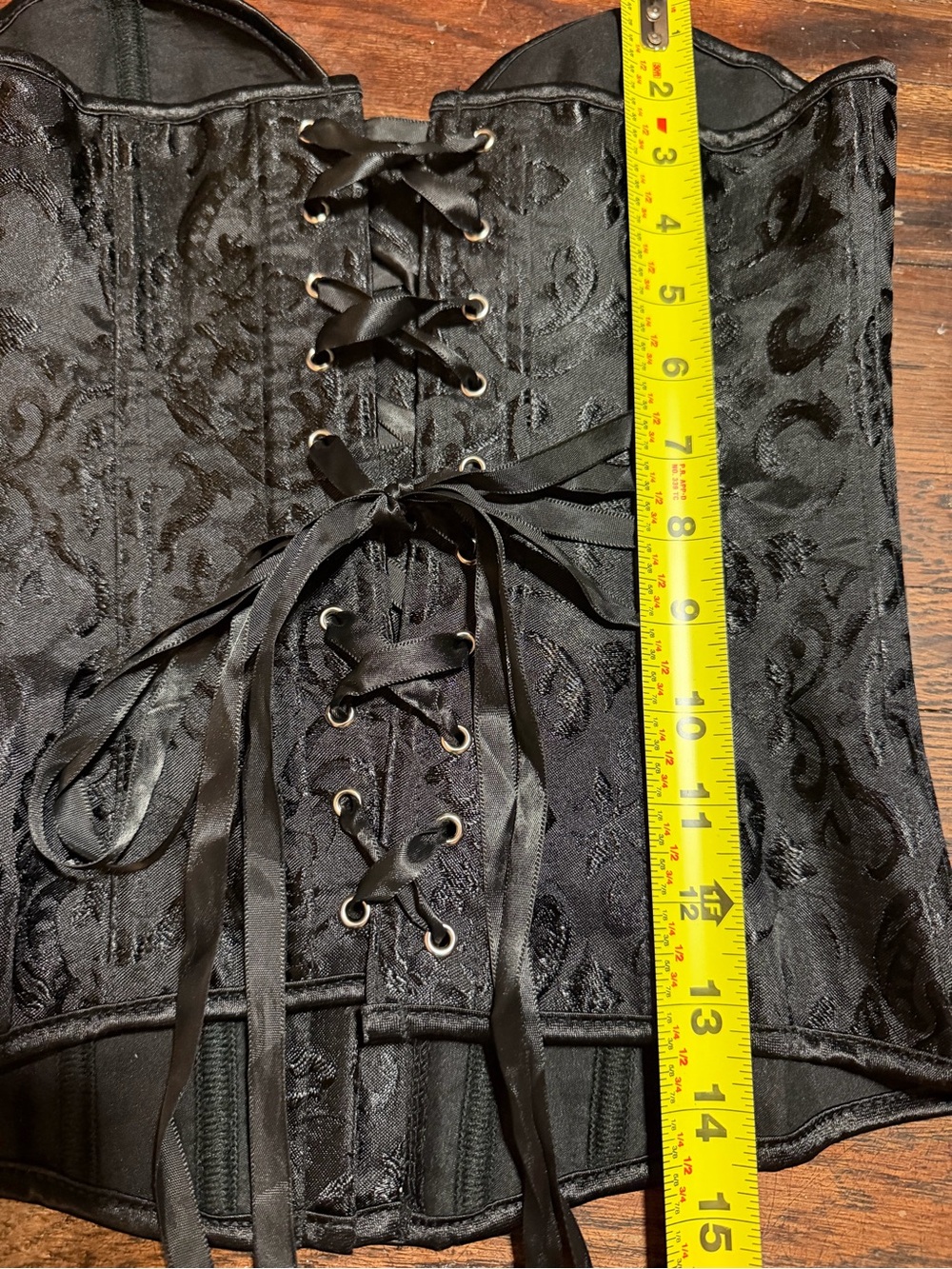 Alivia Y. Black Floral Brocade Lace-Up Corset Top XS - Picture 7 of 8